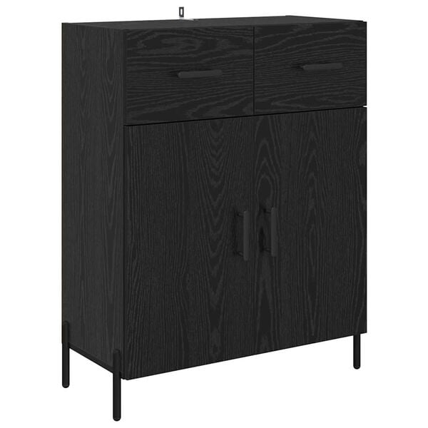 vidaXL Credenza Rovere Nero 69,5 x 34 x 90 cm Legno multistrato