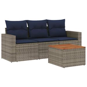 vidaXL Set Divani da Giardino 4 pz con Cuscini Grigio in Polyrattan
