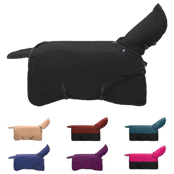 vidaXL Coperta per Cavalli Verde Scuro e Nero 155 cm Poliestere