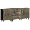 vidaXL Credenze 3 pz Grigio Chiaro 60x33,5x75 cm Legno Massello Mango