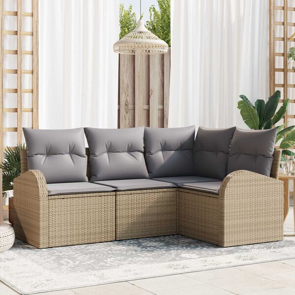 vidaXL Set Divano da Giardino Beige polyrattan