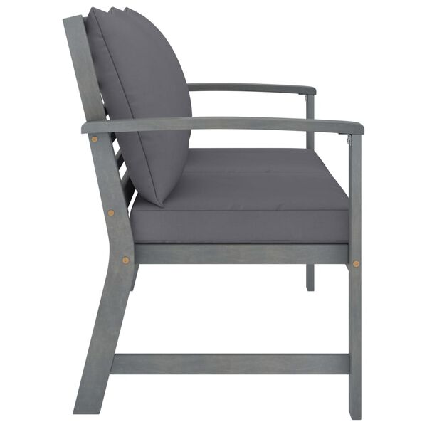 vidaXL Panca da Giardino 120 cm Cuscino Grigio Scuro Legno di Acacia