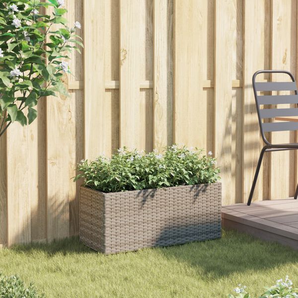 vidaXL Fioriera da Giardino con 2 Vasi Grigia 72x30x32 cm Polyrattan