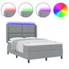 vidaXL Letto a Sorgente LED Grigio chiaro 140 x 190 cm Tessuto