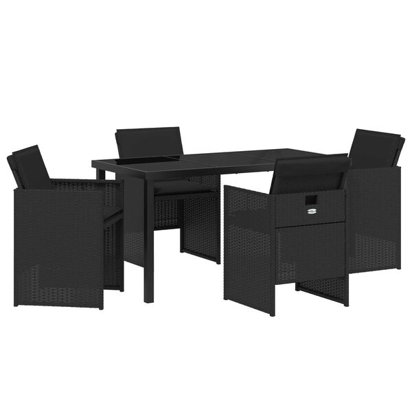 vidaXL Set da Pranzo per Giardino 5 pcs Nero polyrattan