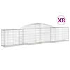 vidaXL Cesti Gabbioni ad Arco 8 pz 300x30x60/80 cm Ferro Zincato