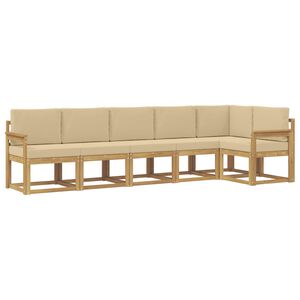 vidaXL Set di divani da esterno 6 pcs Bianco e Beige Poliestere