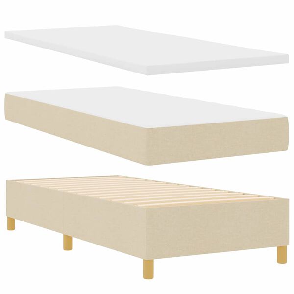 vidaXL Letto a molle con materasso Crema 90 x 190 cm Tessuto