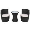 vidaXL Set da Bistrot 3 pz con Cuscini in Polyrattan Nero