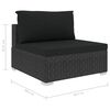 vidaXL Set Divani da Giardino 11 pz con Cuscini in Polyrattan Nero