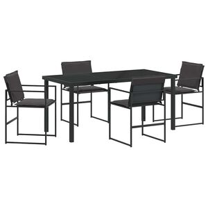vidaXL Set da Pranzo per Giardino 5 pcs Nero 160 x 80 x 73 cm