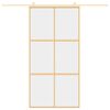 vidaXL Porta Scorrevole Oro 102,5x205 Vetro Trasparente ESG Alluminio