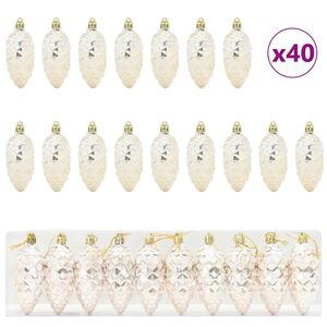 vidaXL Palla di pino di Natale 40 pz Champagne 4 x 9 cm Plastica