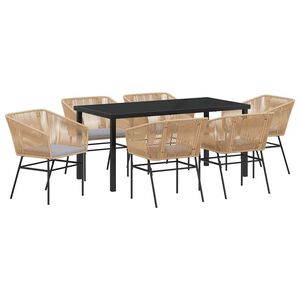 vidaXL Set da Pranzo per Giardino 7 pz Marrone