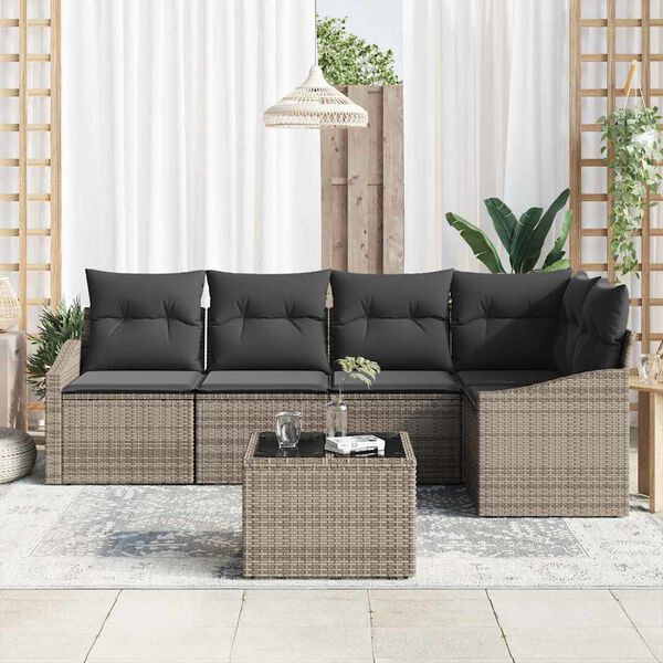 vidaXL Set di divani con cuscino 6 pcs Grigio chiaro polyrattan
