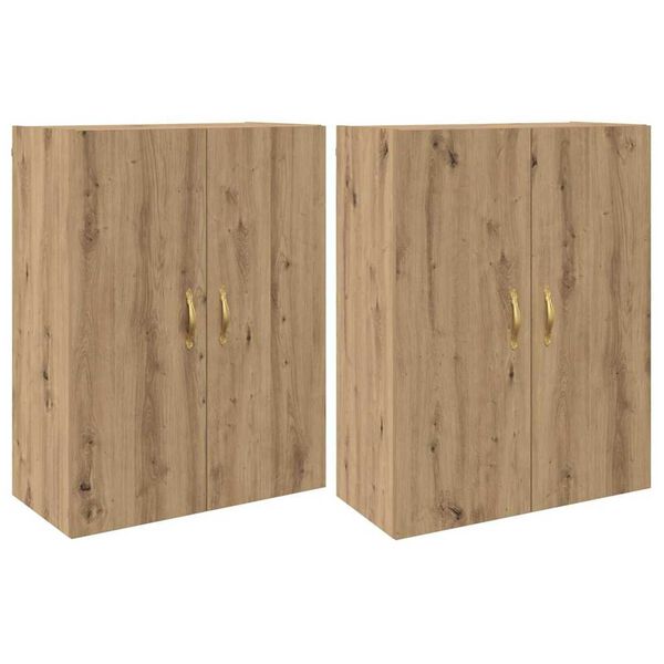 vidaXL Mobiletto a muro 2 pcs Rovere artigianale 69,5 x 34 x 90 cm