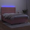 vidaXL Letto a Molle con Materasso e LED Rosa 140x190 cm in Velluto
