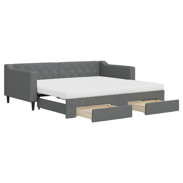 vidaXL Divano Letto Estraibile Cassetti Grigio Scuro 90x190cm Tessuto