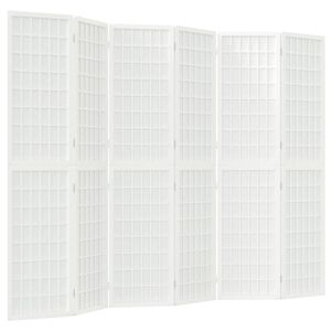 vidaXL Divisorio Pieghevole 6 Pannelli Stile Giapponese 240x170 Bianco