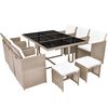 vidaXL Set da Pranzo da Giardino 11 pz con Cuscini in Polyrattan Beige