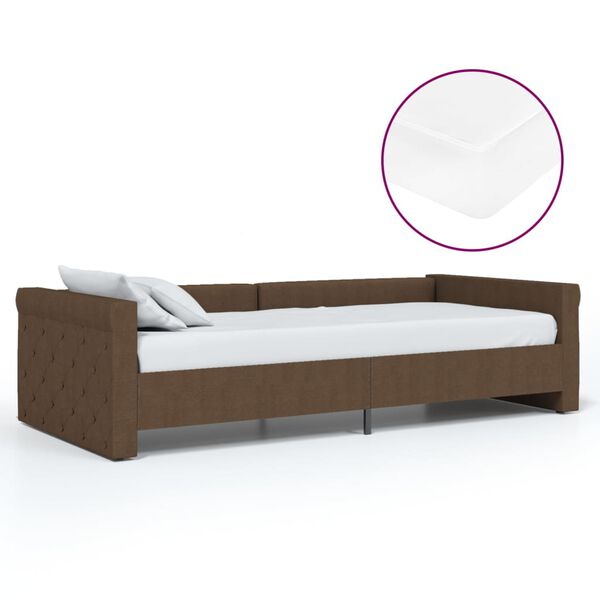 vidaXL Dormeuse con Materasso USB Marrone Scuro in Tessuto 90x200 cm
