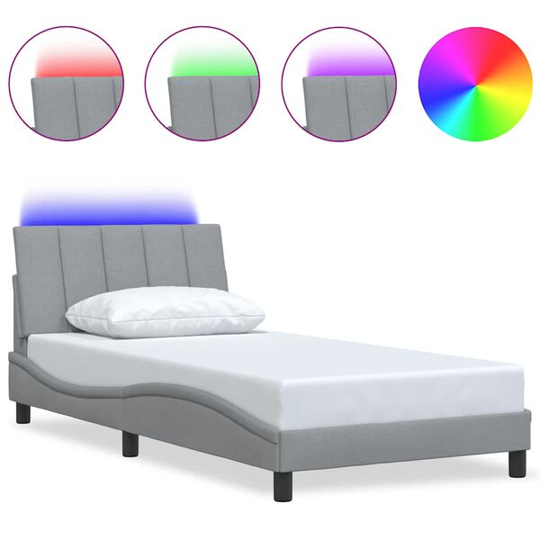 vidaXL Giroletto senza Materasso Hanko Grigio Chiaro 100x200 cm Tessuto