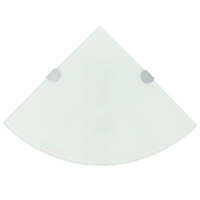 vidaXL Scaffale Angolare con Supporto in Cristallo Vetro Bianco 35x35 cm