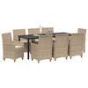 vidaXL Set da Pranzo per Giardino 9 pcs Beige polyrattan