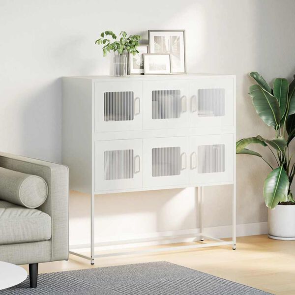 vidaXL Credenza Bianca 100,5x39x107 cm in Acciaio Laminato a Freddo