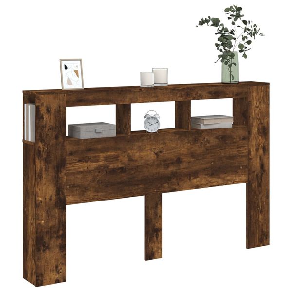 vidaXL Testiera LED Rovere Fumo 160x18,5x103,5 cm Legno Multistrato