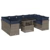 vidaXL Set Divani da Giardino 10 pz con Cuscini Grigio in Polyrattan