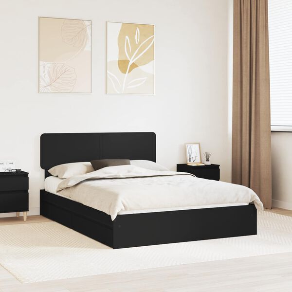 vidaXL Letto con Contenitore Nero 150 x 200 cm Legno multistrato