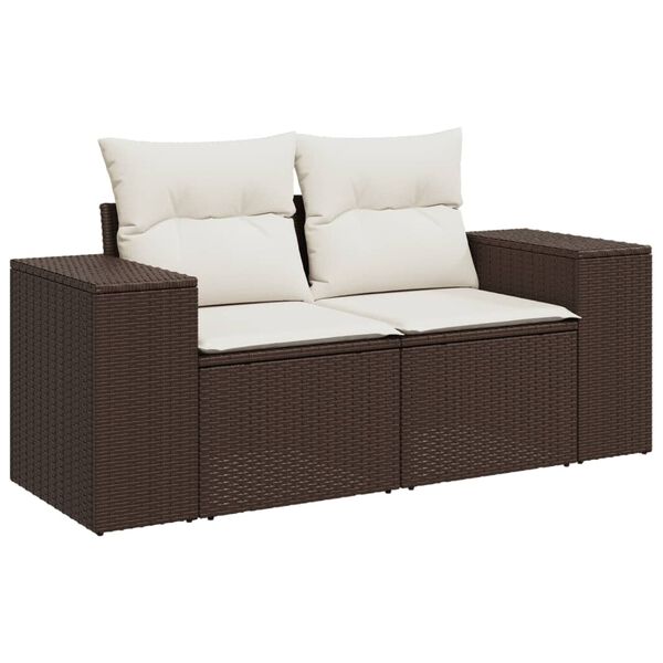 vidaXL Set Divani da Giardino 8 pz con Cuscini Marrone in Polyrattan
