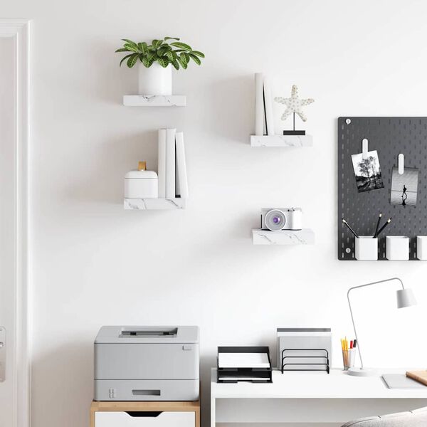 vidaXL Scaffale da parete 4 pcs Marmo Bianco 23 x 23,5 x 4 cm