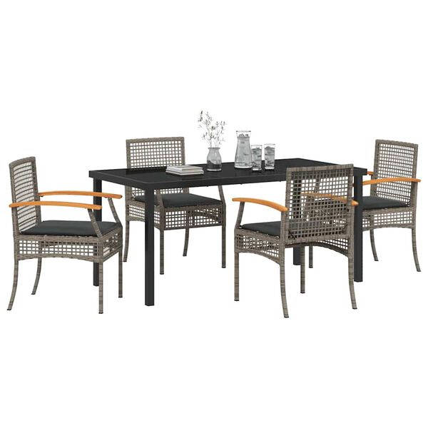 vidaXL Set da Pranzo per Giardino 5 pcs Grigio polyrattan