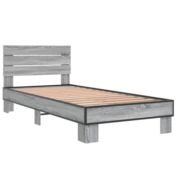 vidaXL Giroletto Grigio Sonoma 90x200 cm Legno Multistrato e Metallo