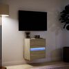 vidaXL Mobile TV a Parete con Luci LED Rovere Sonoma 41x31x45 cm