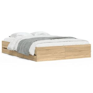 vidaXL Giroletto Cassetti Rovere Sonoma 140x190 cm Legno Multistrato
