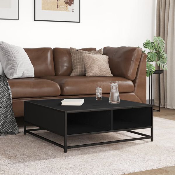 vidaXL Tavolino da Salotto Nero 80x80x30 cm in Truciolato e Metallo