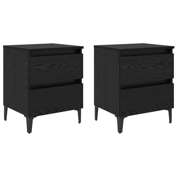 vidaXL Armadio da Notte 2 pcs Rovere nero 40 x 35 x 50 cm