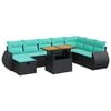 vidaXL Set Divani Giardino 9 pz con Cuscini Marrone Polyrattan Acacia