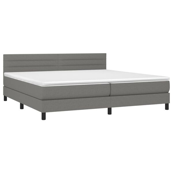 vidaXL Letto a Molle Materasso e LED Grigio Scuro 200x200cm in Tessuto