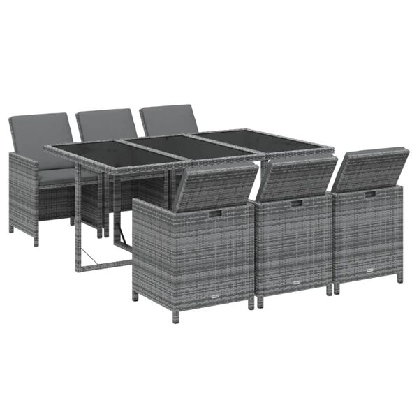 vidaXL Set da Pranzo da Giardino 7 pz con Cuscini in Polyrattan Grigio