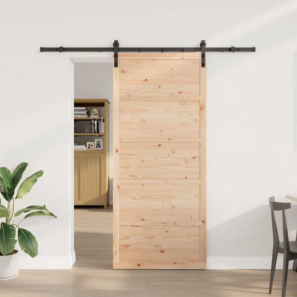 vidaXL Porta scorrevole Marrone 90 x 208 cm Pino massello