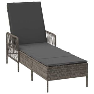 vidaXL Lettino da sole polyrattan Grigio e Grigio Scuro