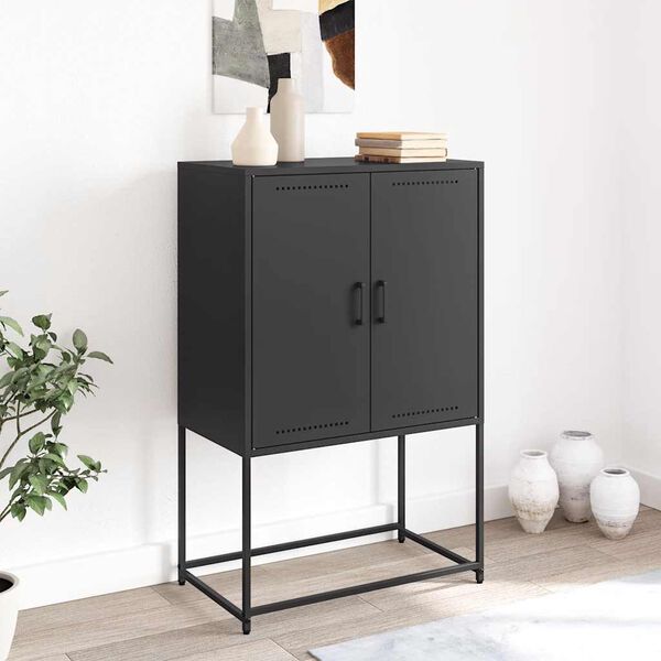 vidaXL Credenza Nera 68,5x38,5x107 cm in Acciaio