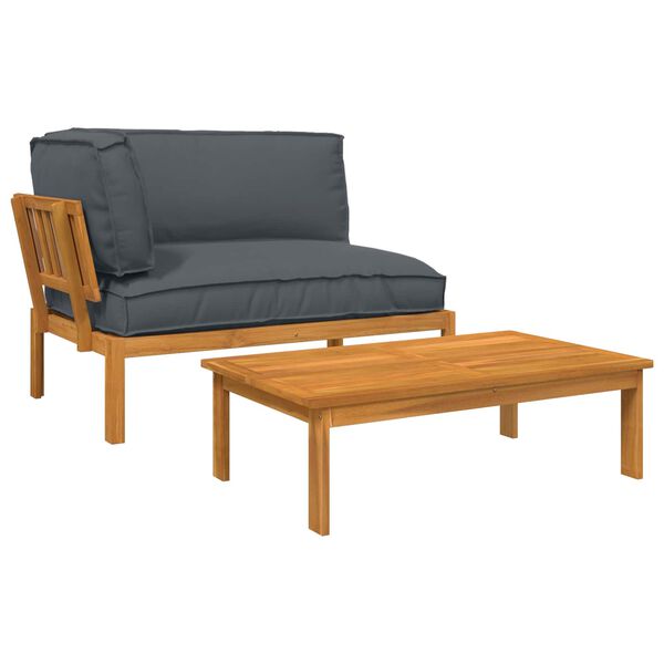 vidaXL Set di divani 2 pcs Antracite Legno di Acacia Massello