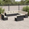 vidaXL Set Divani da Giardino 13pz con Cuscini Nero in Polyrattan