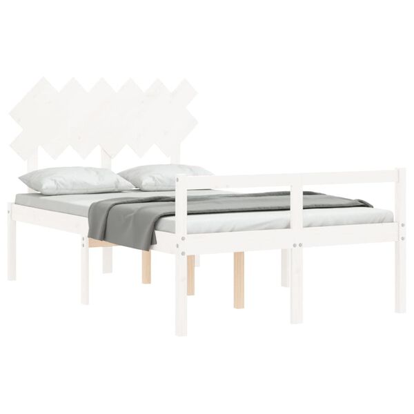 vidaXL Letto per Anziani Bianco Testiera Small Double Legno Massello