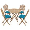 vidaXL Set da Pranzo da Giardino 5 pz Pieghevole con Cuscini in Bamb&ugrave;
